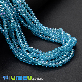 Бусины рондели, 4х3 мм, Голубые АВ (BUS-049087)