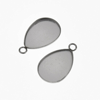 Основа капля из нерж. стали, 17х10,5 мм, 14х10 мм, Темное серебро (STL-059484)