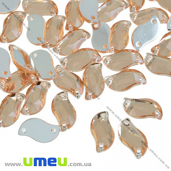 Пришивний кристал пласт. Хвилястий гранований, 12х6 мм, Персиковий (KAB-030623)