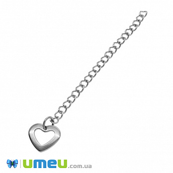 Цепь-удлинитель из нерж. стали с концевиком, 6 см, Темное серебро, 4х3 мм (ZEP-049008)