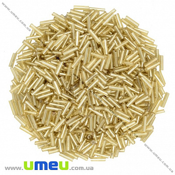 Бисер китайский стеклярус, 6 мм, Золото светлое блестящий (BIS-012040)