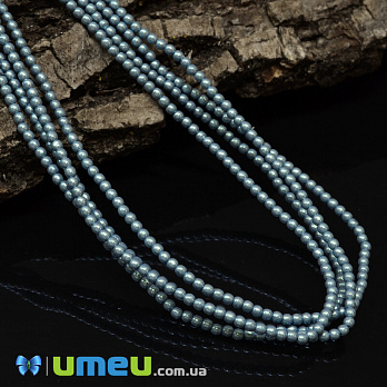 Бусины чешское стекло Preciosa Жемчуг 2 мм Pearlescent Blue, Голубые (BUS-042298)