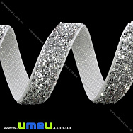 Стрічка оксамитова з люрексом, 10 мм, Срібляста (LEN-027254)