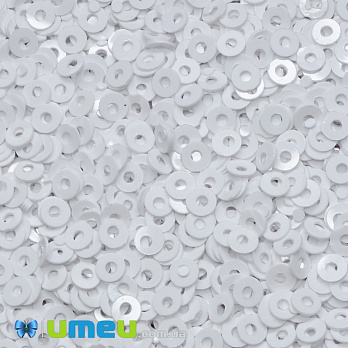 Пайетки Индия круглые плоские, 3 мм, Белые (PAI-037593)