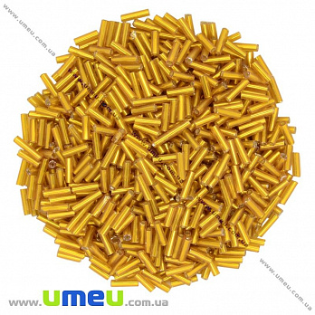 Бисер китайский стеклярус, 6 мм, Оранжевый блестящий (BIS-012045)