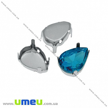 Оправа-цапы под риволи Капля, 14х10 мм, Темное серебро (OSN-011158)