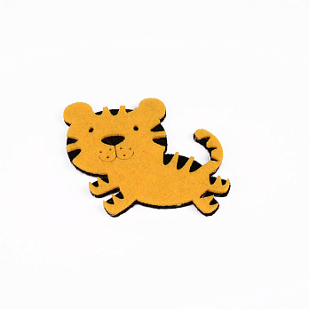 Декоративное изделие из фетра Тигренок, 7х5 см, Оранжевый (FLT-056537)