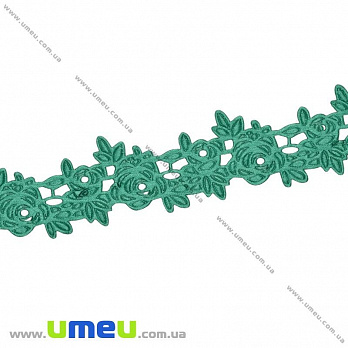Тасьма тиснена Трояндочки, 20 мм, Зелена (LEN-025662)