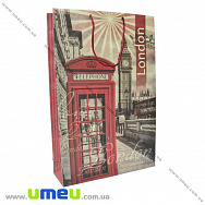 Подарочный пакет из крафт бумаги Лондон, 39х26х8 см, Бежевый (UPK-023638)