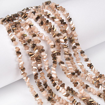 Бусины стеклянные скол (крошка), 4 мм, Золотисто-бежевые (BUS-060949)