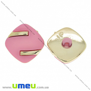 Пуговица пластиковая на ножке Матовая розовая, 21х21 мм, Светлое золото (PUG-021459)