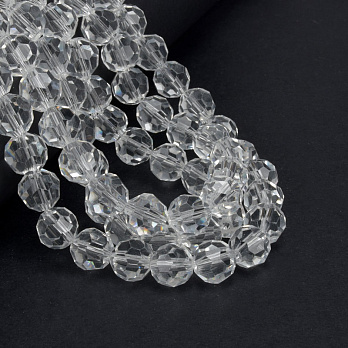 Намистини круглі грановані, 10 мм, Прозорі (BUS-057342)