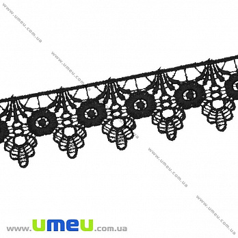 Мереживо плетене, 40 мм, Чорне (LEN-011895)