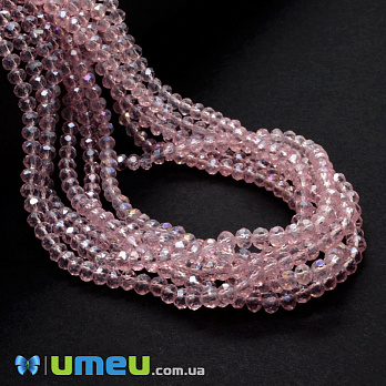 Бусины рондели, 4х3 мм, Розовые АВ (BUS-049085)