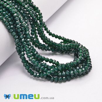 Намистини ронделі, 3,5х3 мм, Зелені темні (BUS-049212)