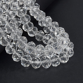 Бусины рондели, 12х8 мм, Прозрачные (BUS-057169)