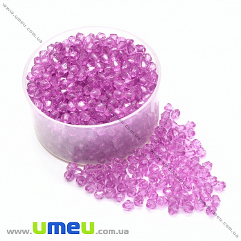 Намистина акрилова Біконус, 4х4 мм, Бузкова (BUS-035052)