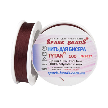Нить для бисера Титан 100, Коричнево-бордовая №2627, 100 м (MUL-020526)
