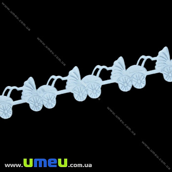 Тесьма тисненая Колясочки, 20 мм, Голубая (LEN-025678)