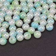 Бусины пластиковые градиентные, Круглые, 6 мм, Желто-голубые  (BUS-059559)