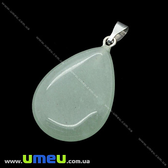 Підвіска Крапля плоска з натурального каменю, Авантюрин зелений, 32х16 мм (POD-020871)