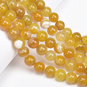 Бусины Агат желтый, Натур. камень, 10 мм, Круглые, 19 см (BUS-060718)