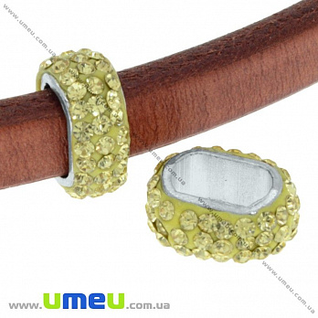 Намистина Regaliz (Licorice) зі стразами, 16х13х7 мм, Жовта (BUS-016912)