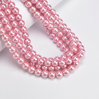 Бусины стеклянные Жемчуг Premium, 8 мм, Розовые, Круглые (BUS-060495)