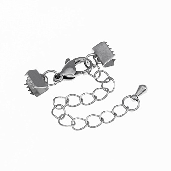 Замок-карабин из нерж. ст. с зажимами 6,5х6 мм, Темное серебро (STL-055757)