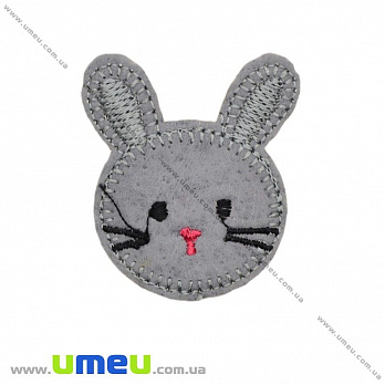 Термоаппликация детская Зайчик, 4,5х4 см, Серая (APL-022282)
