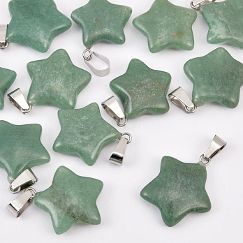 Подвеска Звезда, Натур. камень Авантюрин зеленый, 23х20 мм (POD-037486)