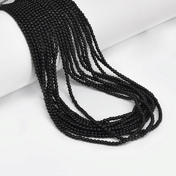 Намистини скляні, 2 мм, Круглі, Чорні (BUS-057229)