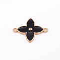 Коннектор металлический Цветок черный, 27х21 мм, Золото (KON-055476)