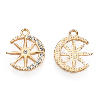 Підвіска метал. Місяць із зіркою зі стразами, 19,5х16 мм, Світле золото (POD-053550)