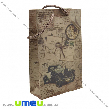 Подарунковий пакет з крафт паперу, 18х11х5 см, Машина (UPK-019029)