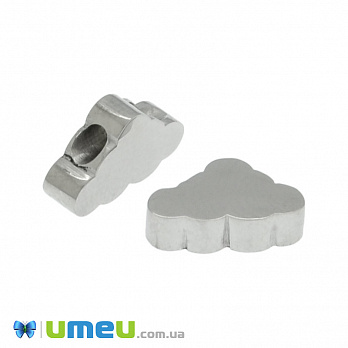 Бусина из нержавеющей стали Тучка,10х6 мм, Темное серебро (STL-044574)