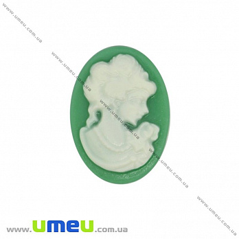 Кабошон з полімерної глини Камея, 18х13 мм, Зелений (KAB-018630)