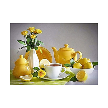 Набір алмазного живопису на підрамнику 50х40 см, Чай з лимоном (SXM-061175)