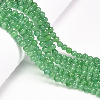 Бусины Кошачий глаз, Синт. камень, 6 мм, Зеленые, Круглые (BUS-054251)