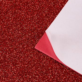 Фоамиран глиттерный на клеевой основе, 2 мм, Красный, 20х30 см (FOM-056430)