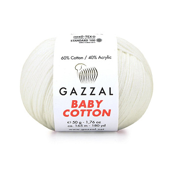 Пряжа Gazzal Baby Cotton №3410, 50 г, 165 м, Кремова (YAR-062509)