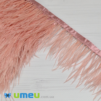 Пір'я страуса на стрічці, 8-10 см, Пудрові (PER-038903)