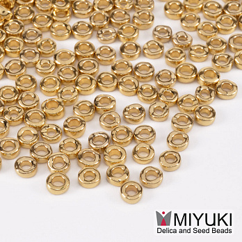 Бисер японский Miyuki Spacer SPR3-193, 3х1,3 мм, Позолота 24 kt (BIS-053292)