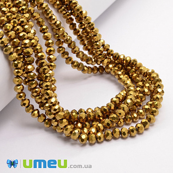 Намистини ронделі, 4х3 мм, Золото (металік) (BUS-049106)