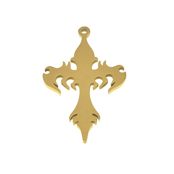 Подвеска из нерж. стали Крест, 34,5х24,5 мм, Покрытие 18 kt (STL-059158)