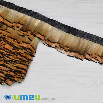 Перья фазана на ленте, 4-6 см, Оранжевые натуральные (PER-038979)