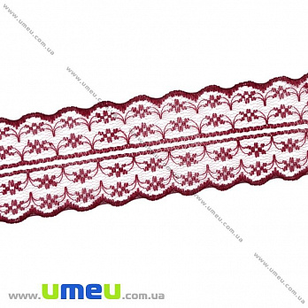 Кружево тонкое, 45 мм, Бордовое (LEN-020694)