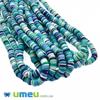 Намистини з полімерної глини, 6 мм, Мікс бірюзовий (BUS-046972)