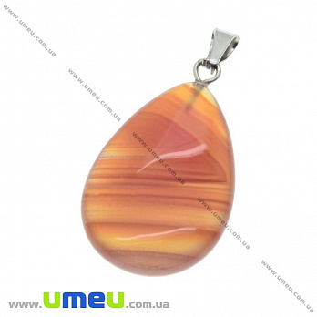 Підвіска Крапля плоска з натурального каменю, Агат, 32х16 мм (POD-020878)