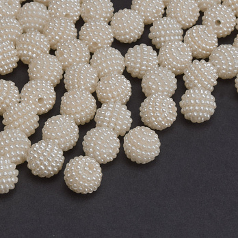 Бусины пластиковые Ежевика, Круглые Жемчуг, 10 мм, Кремовые (BUS-059611)